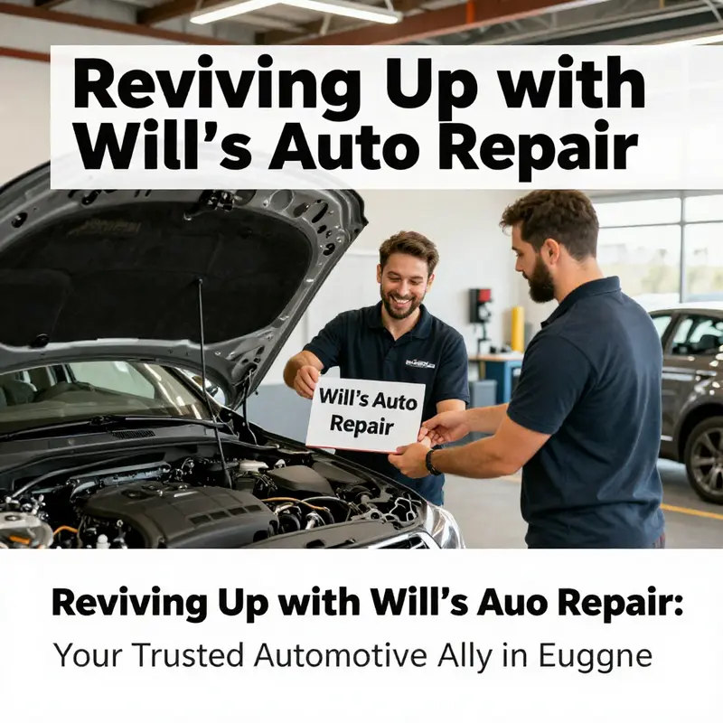 The inviting exterior of Will’s Auto Repair, showing a bustling atmosphere of activity.
