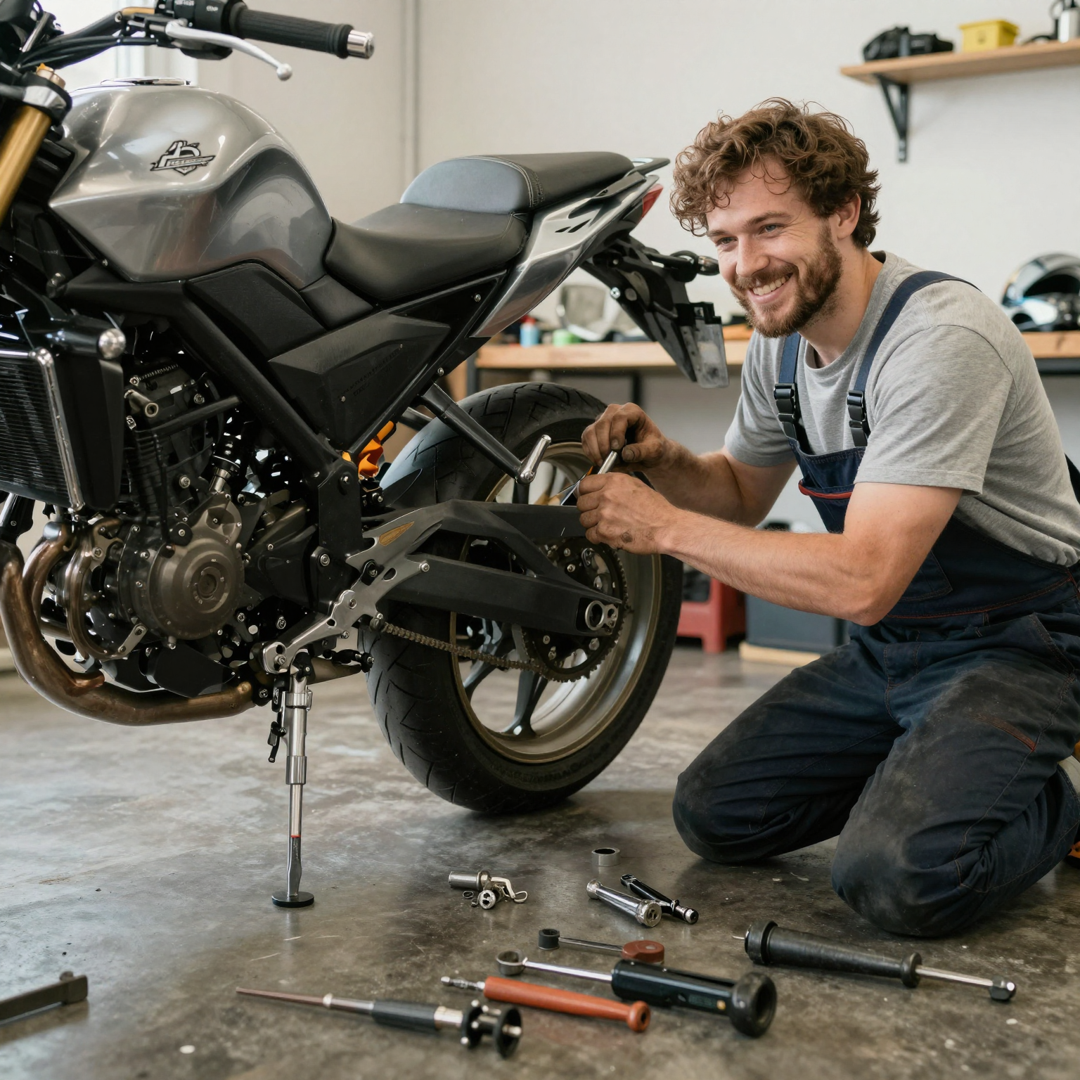 Motorcycle being repaired