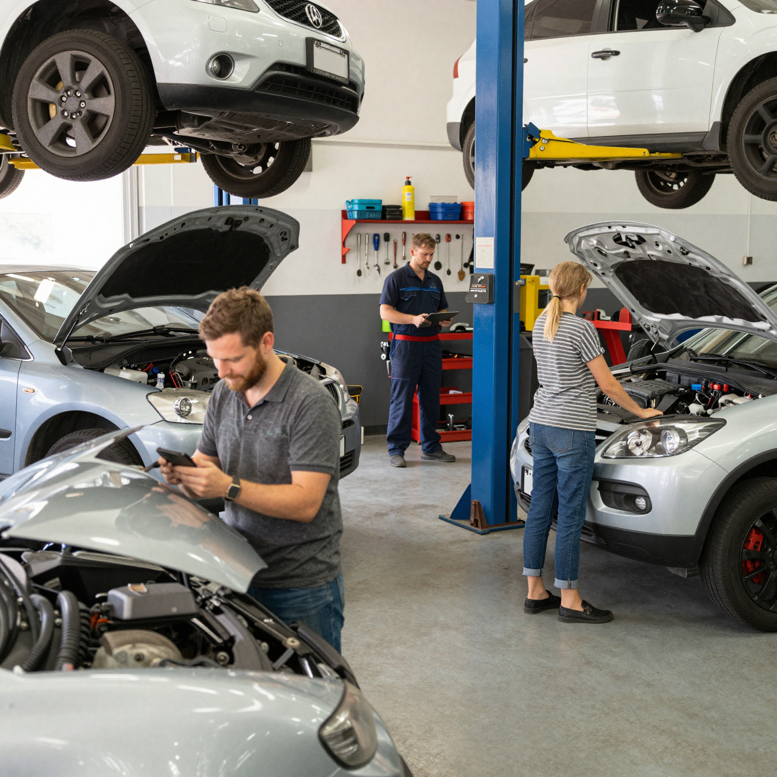 An inviting image of a well-organized and friendly auto repair shop