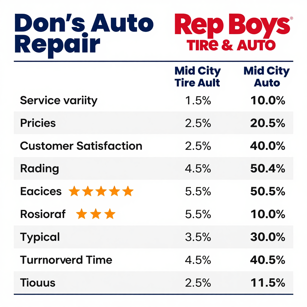 Comparison of Don's Auto Repair with Competitors