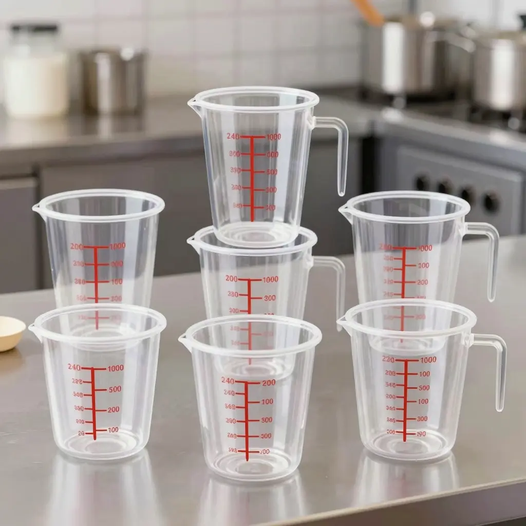 Variety of Clear Disposable Measuring Cups