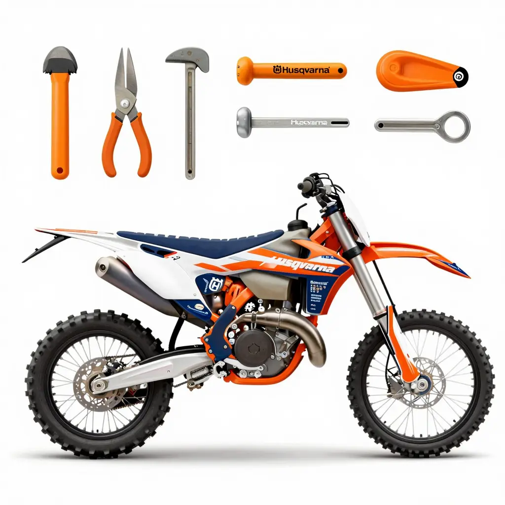Step-by-step guide illustration for installing Husqvarna dirt bike graphics