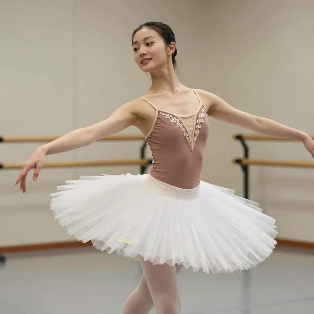 A professional ballet dancer wearing a premium tutu showcasing elegance and movement